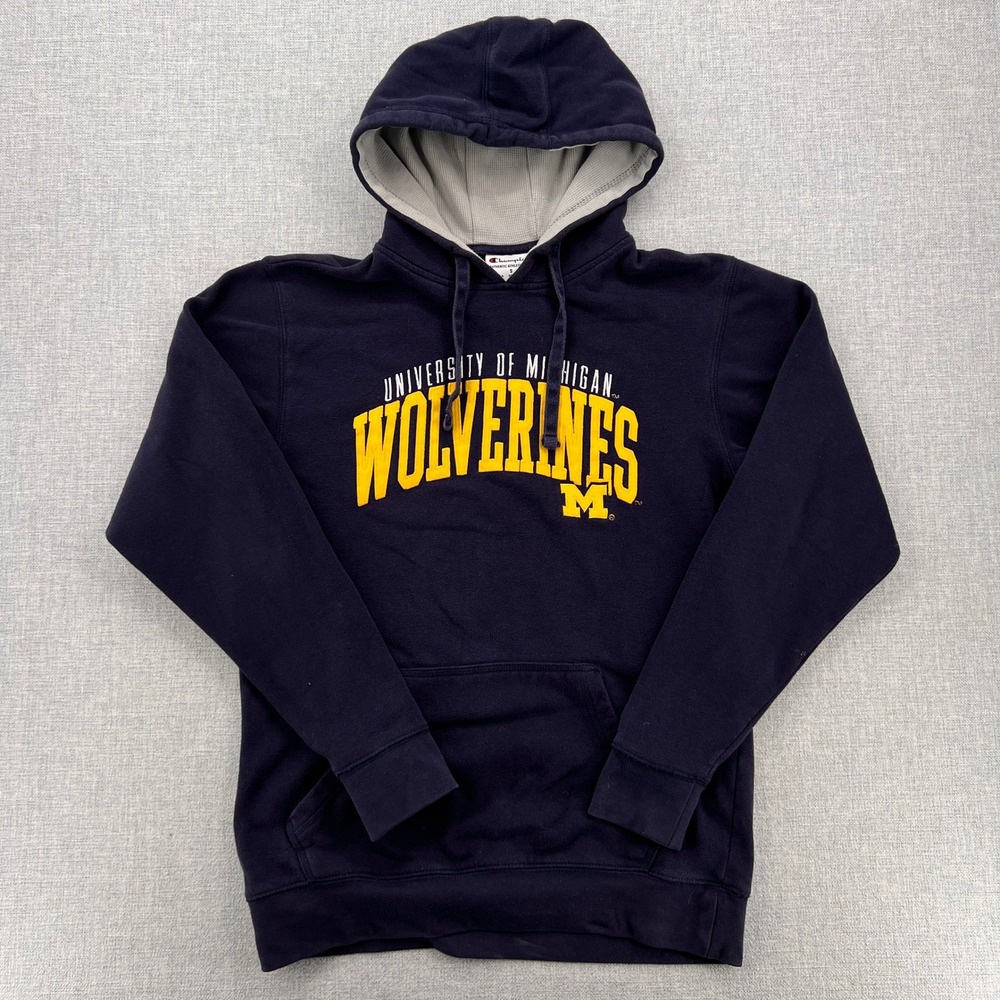 Champion Michigan Wolverines Hoodie Men Small Navy NCAA Pullover Varsity College